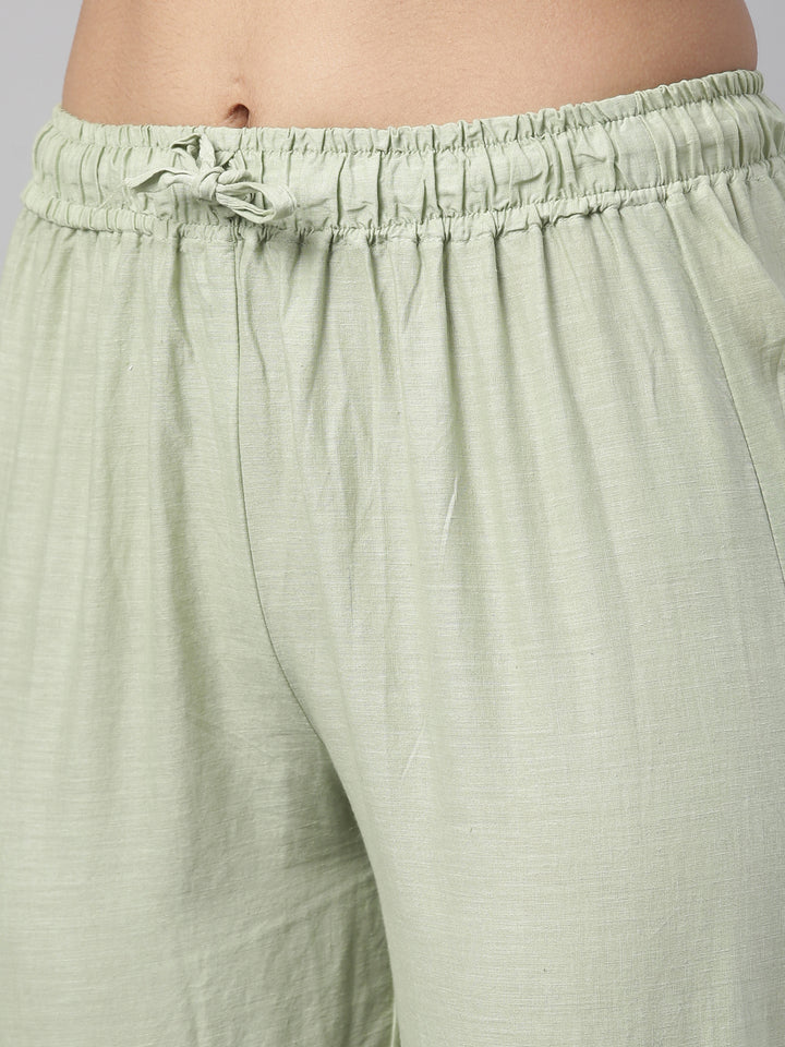 Neerus Pista Color Chanderi Fabric Kurta Set