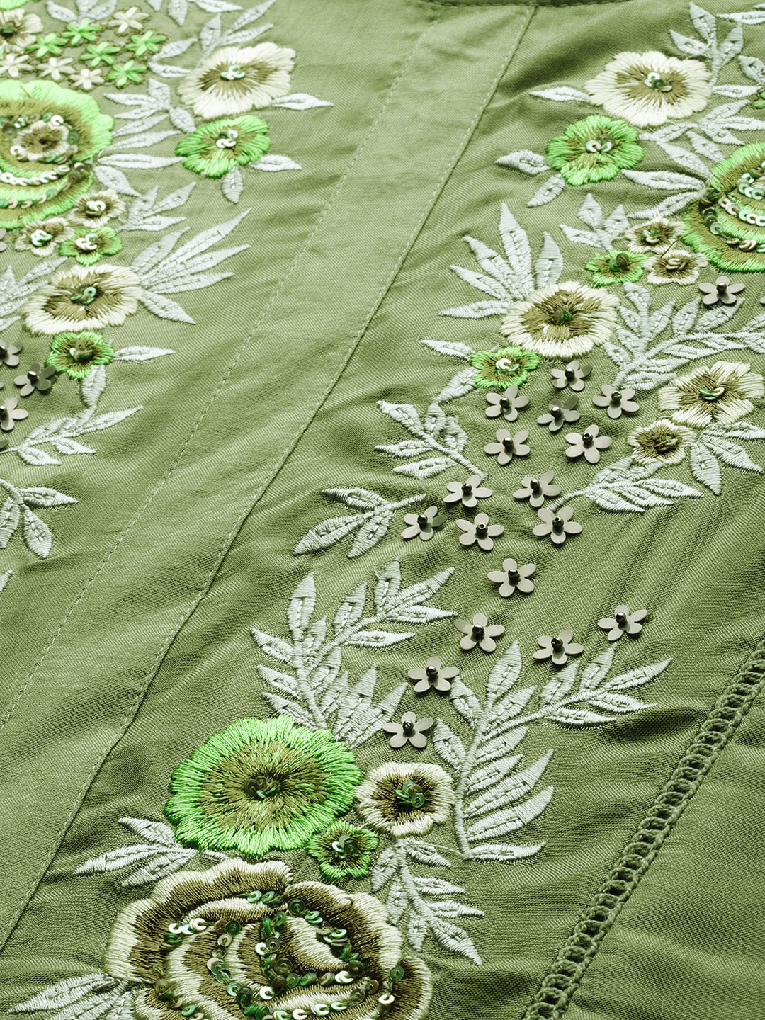 Neeru's Women Green Embroidered A-Line Kurta