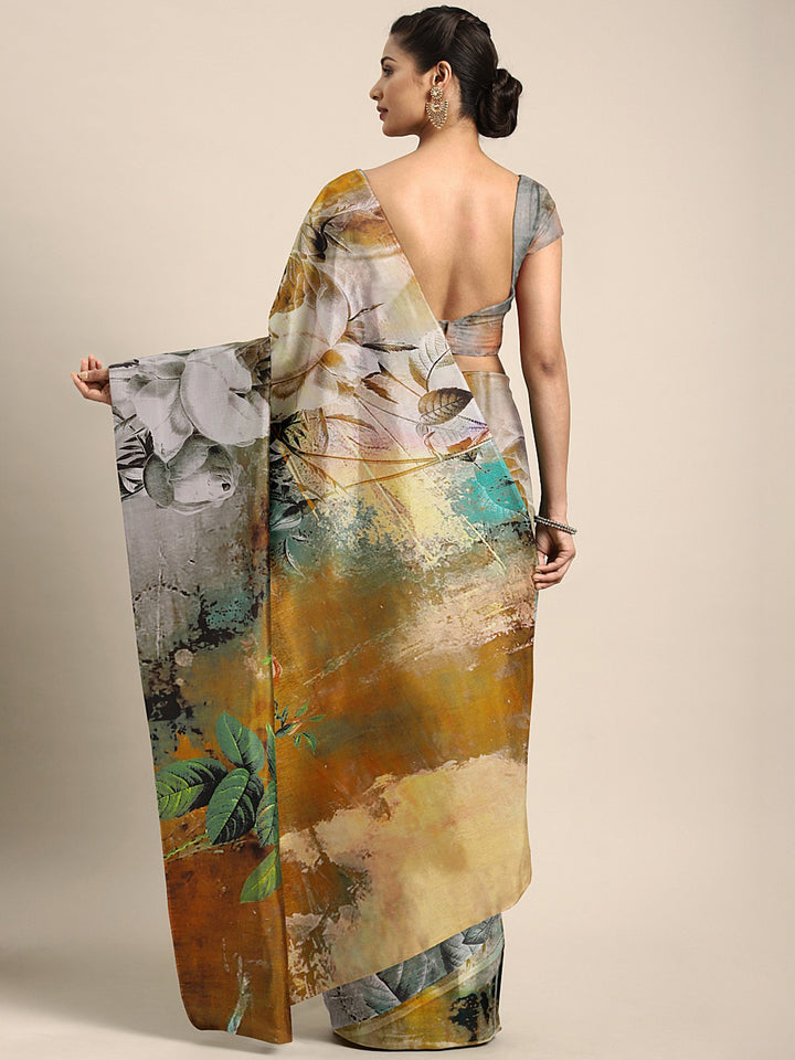 Neerus Multicolor Printed Saree With Blouse