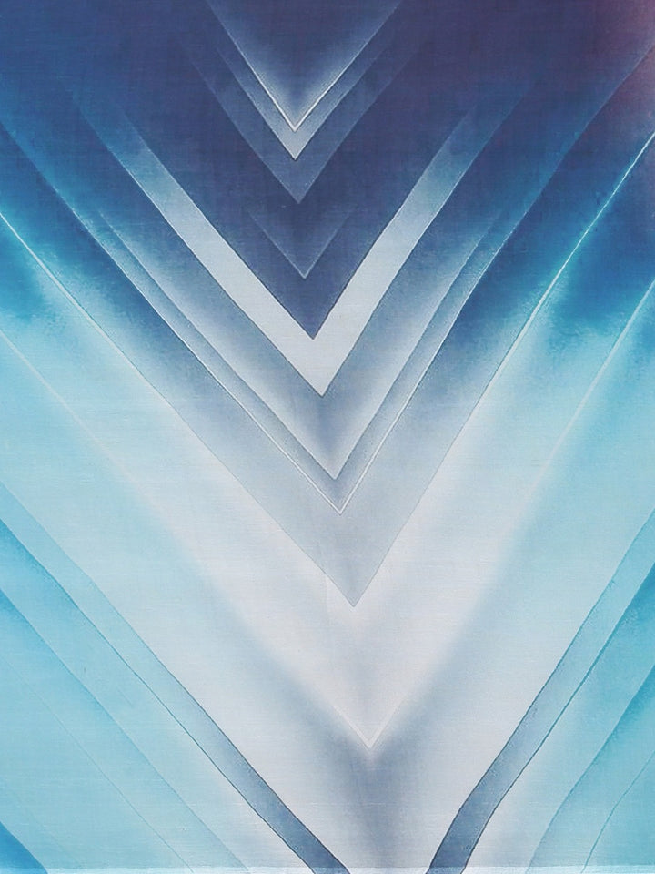 Neerus Blue & Pink Printed Saree With Blouse