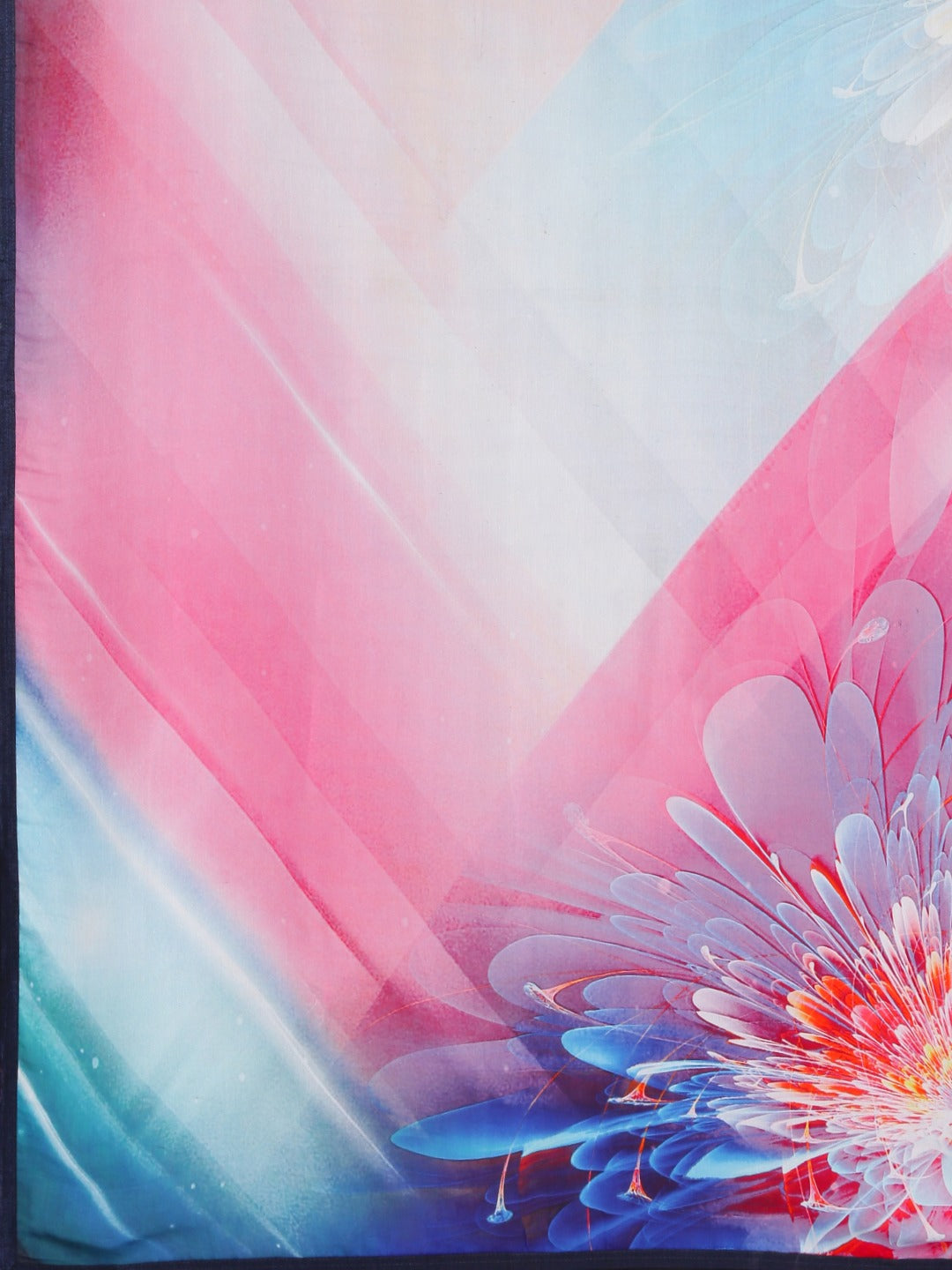 Neerus Blue & Pink Printed Saree With Blouse