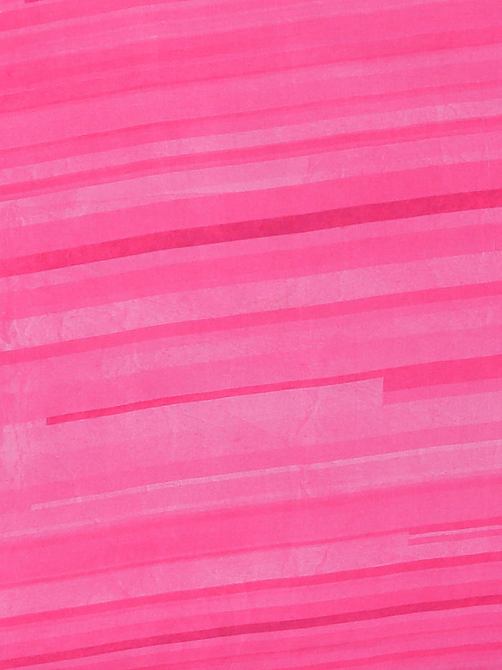 Neerus Blue & Pink Printed Saree With Blouse