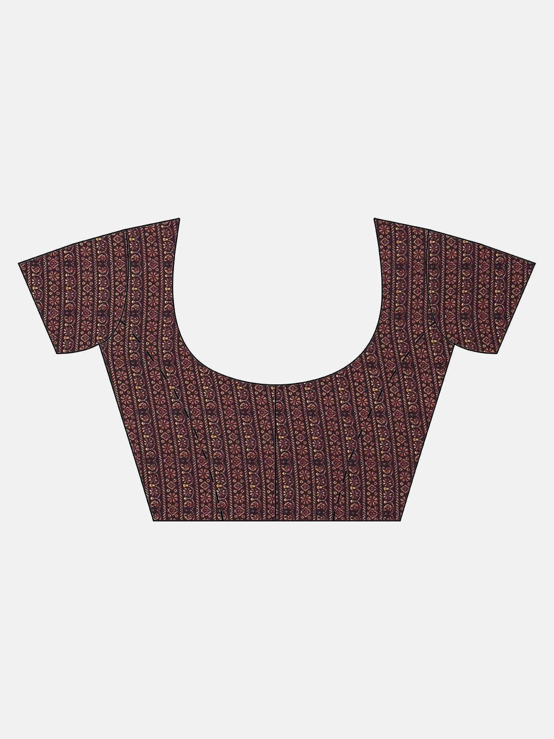 Neerus Peach Printed Saree With Blouse