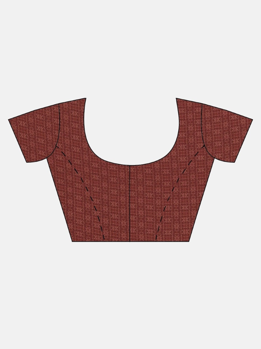 Neerus Orange Printed Saree With Blouse