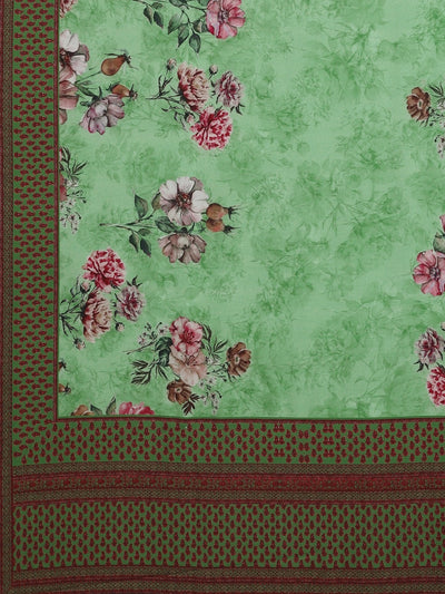 Neeru's Green Printed Saree With Blouse