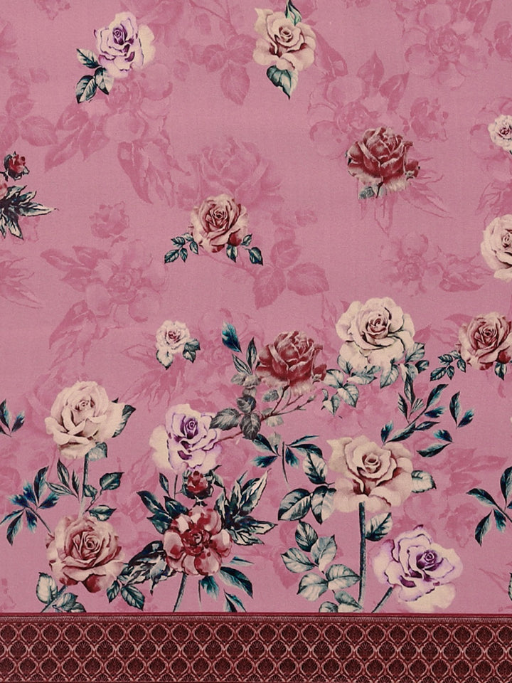 Neerus Pink Printed Saree With Blouse