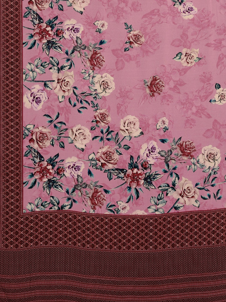 Neerus Pink Printed Saree With Blouse