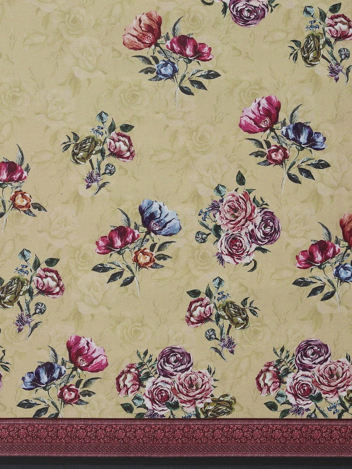 Neerus Green Printed Saree With Blouse