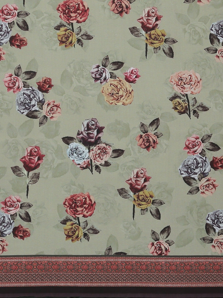 Neerus Green Printed Saree With Blouse