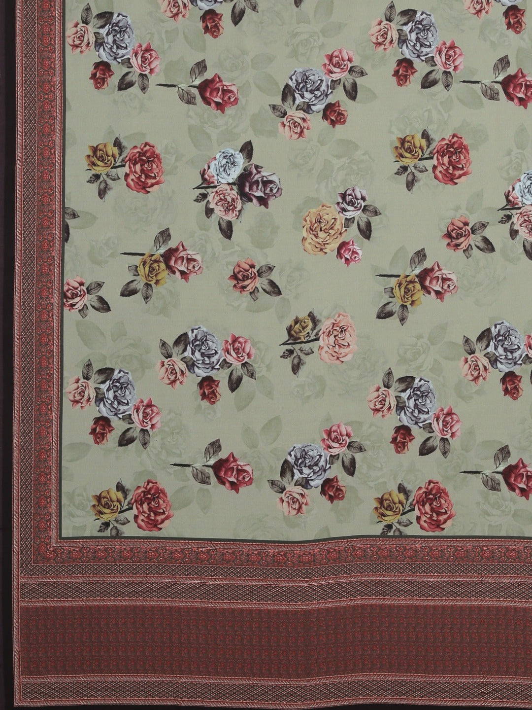 Neerus Green Printed Saree With Blouse