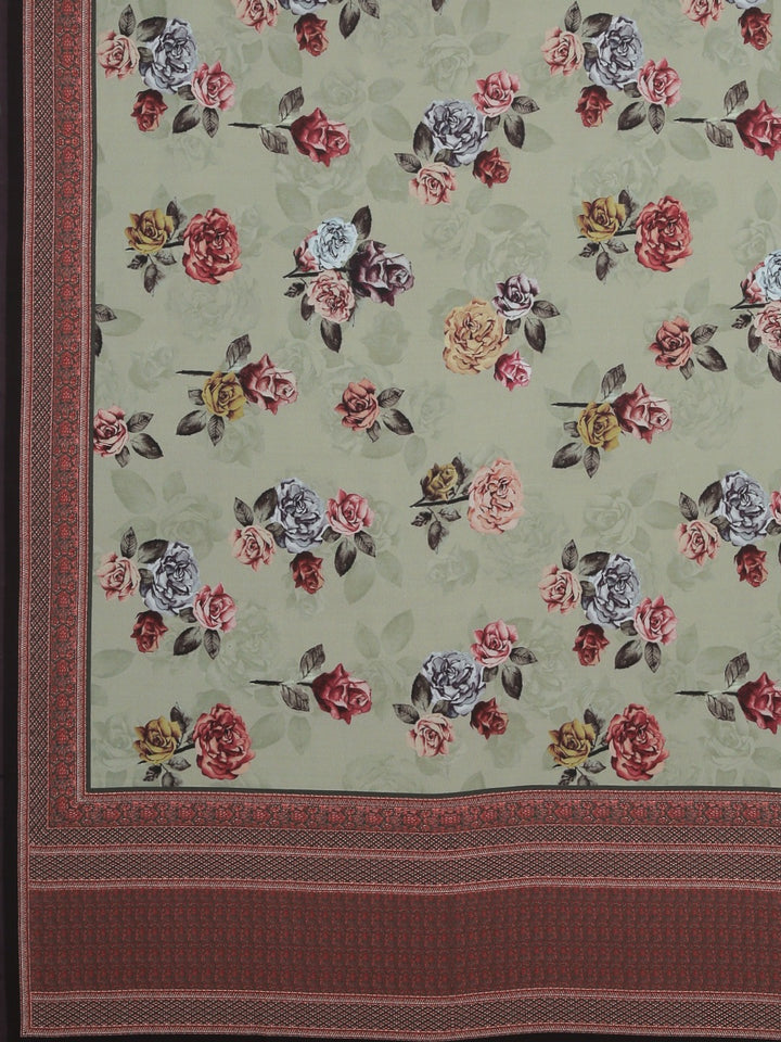 Neerus Green Printed Saree With Blouse