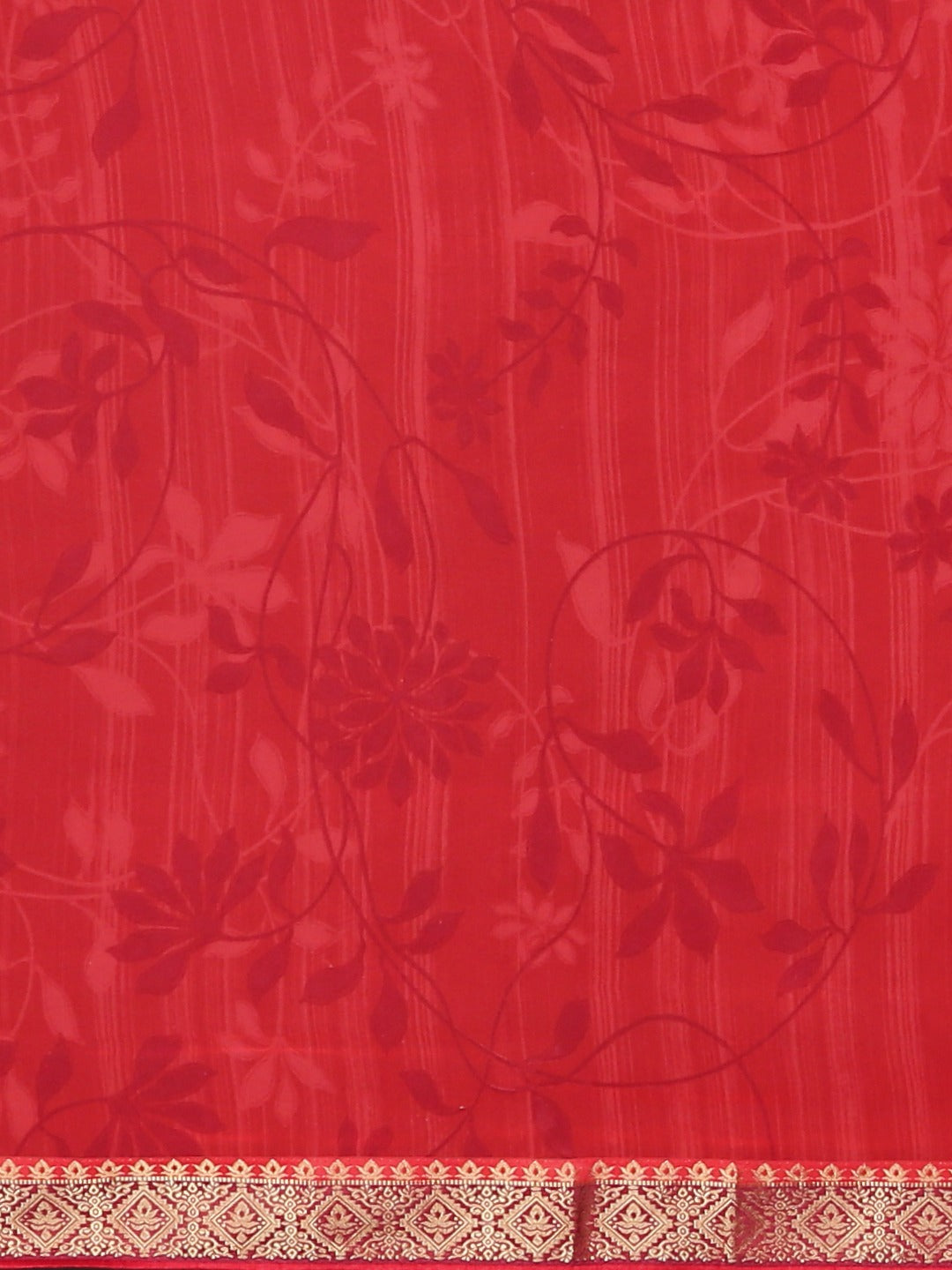 Neerus Red Printed Saree With Blouse