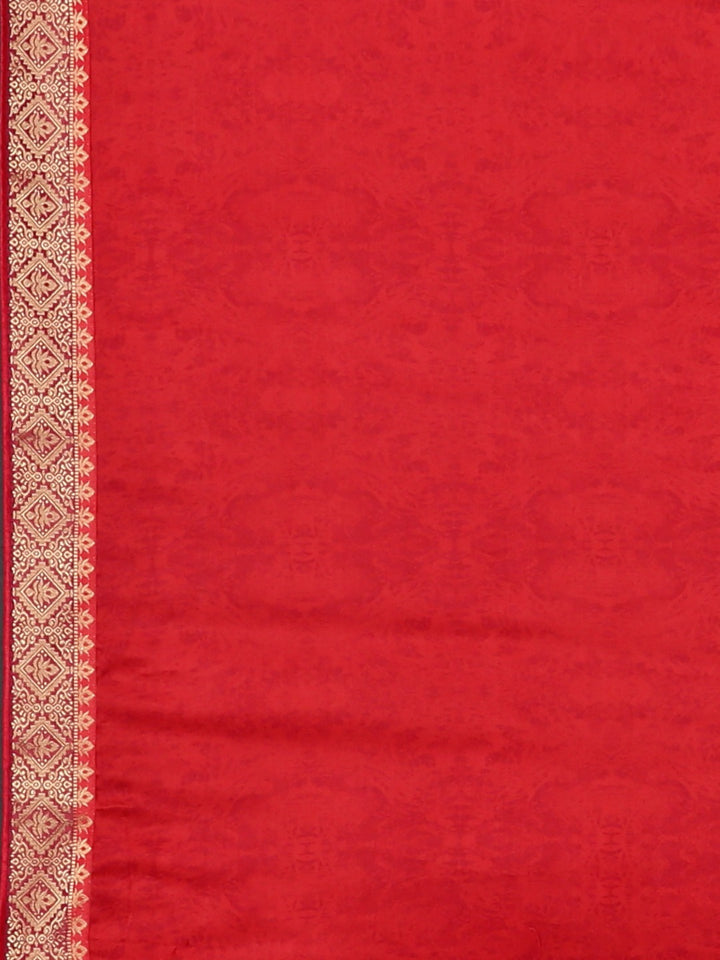 Neerus Red Printed Saree With Blouse