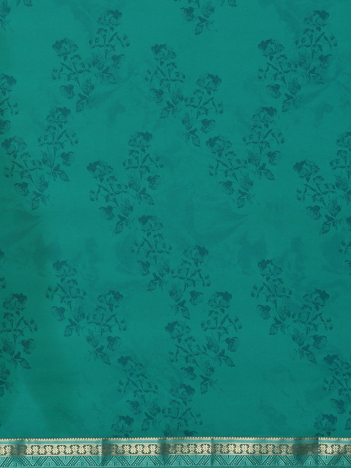 Neerus Blue Printed Saree With Blouse