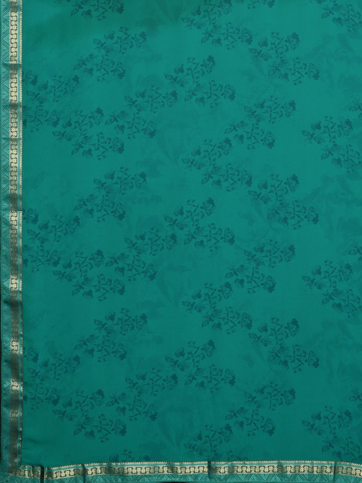 Neerus Blue Printed Saree With Blouse