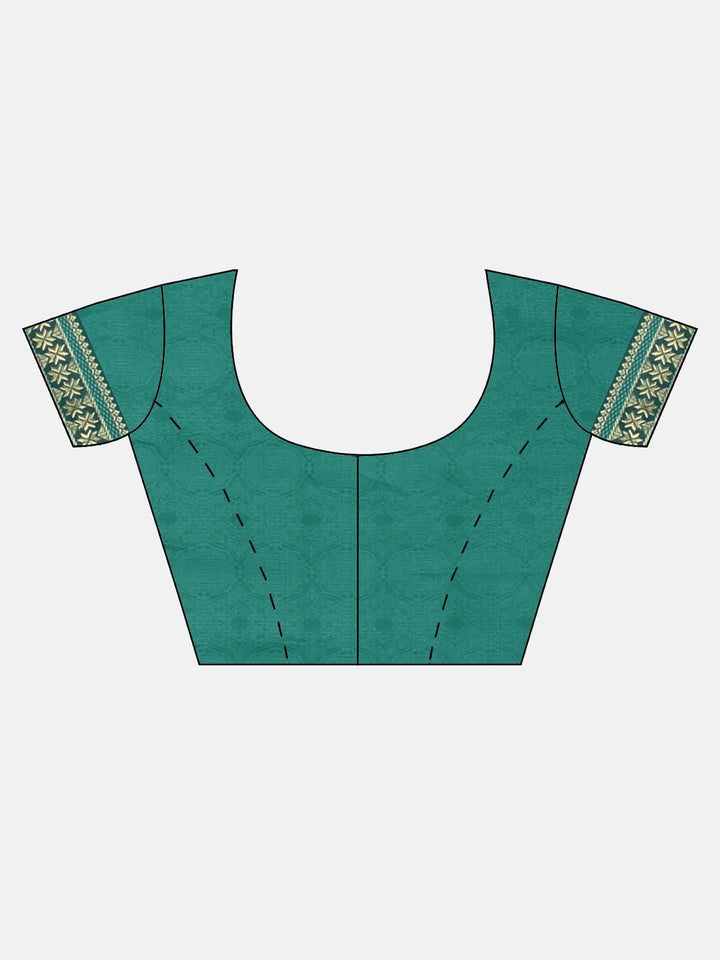 Neerus Blue Printed Saree With Blouse