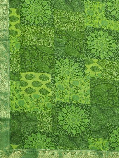 Neeru's Green Printed Saree With Blouse