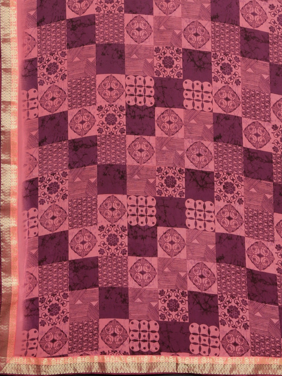 Neeru's Mauve Printed Saree With Blouse