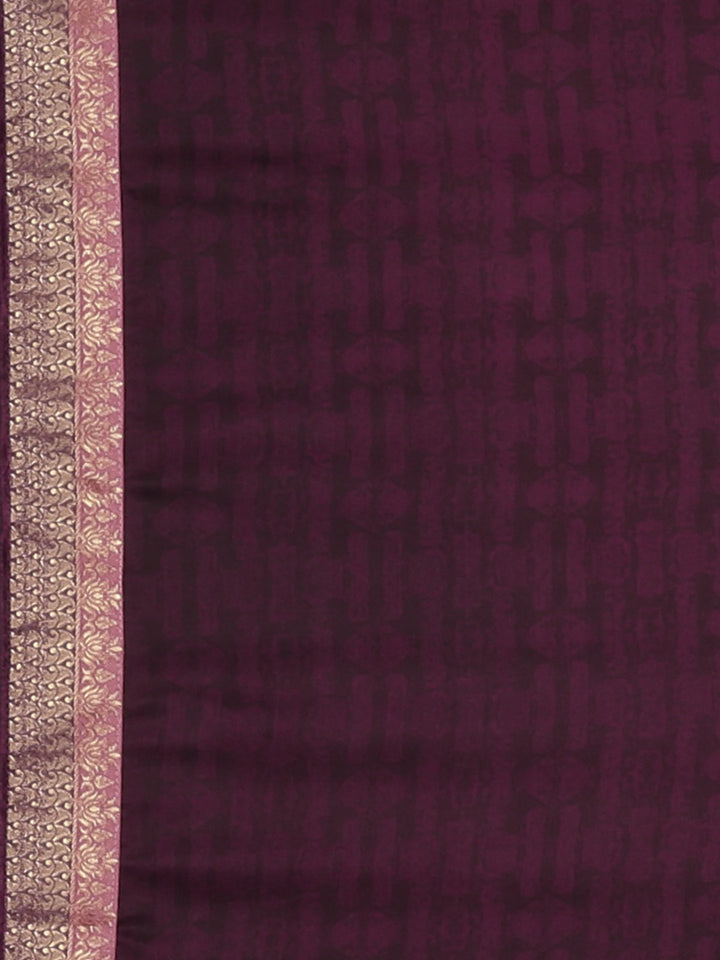 Neerus Mauve Printed Saree With Blouse