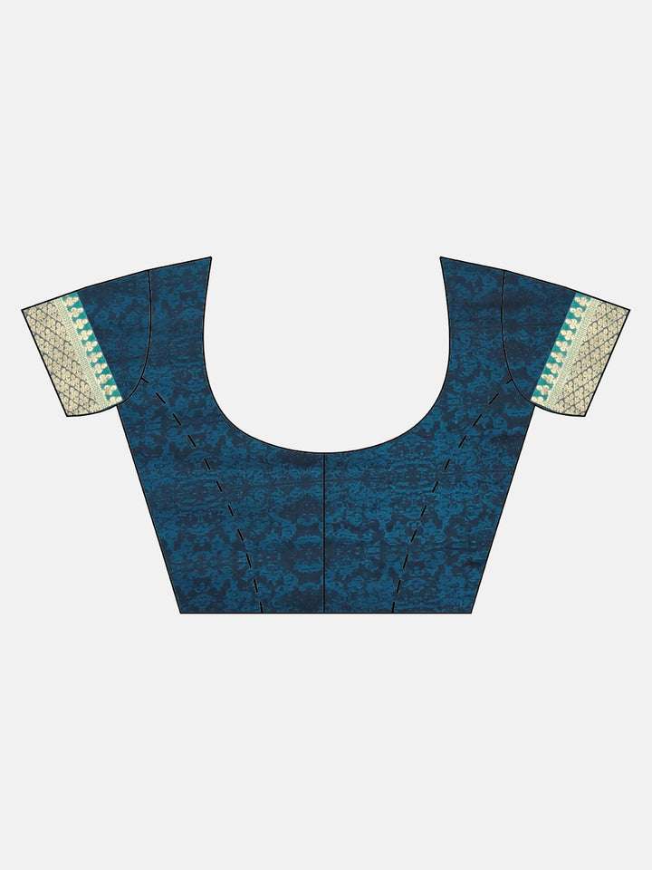 Neerus Blue Printed Saree With Blouse