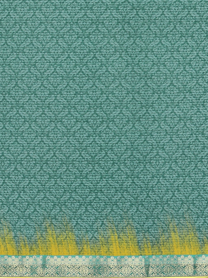 Neerus Aqua Printed Saree With Blouse