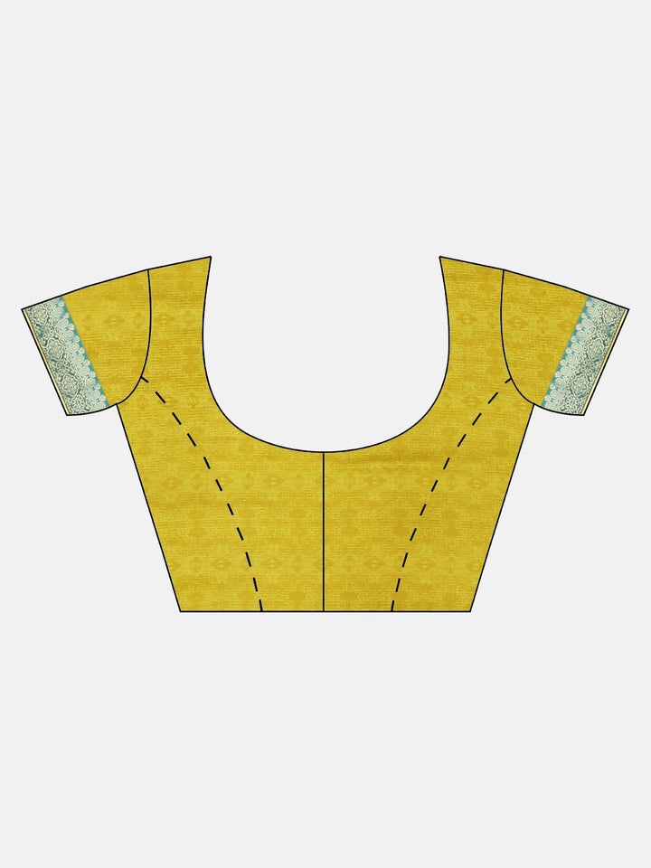 Neerus Aqua Printed Saree With Blouse