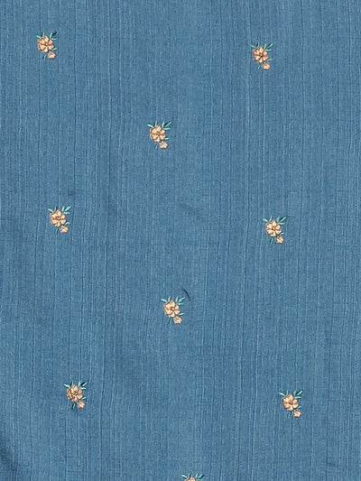 Neeru's Blue Printed Saree With Blouse