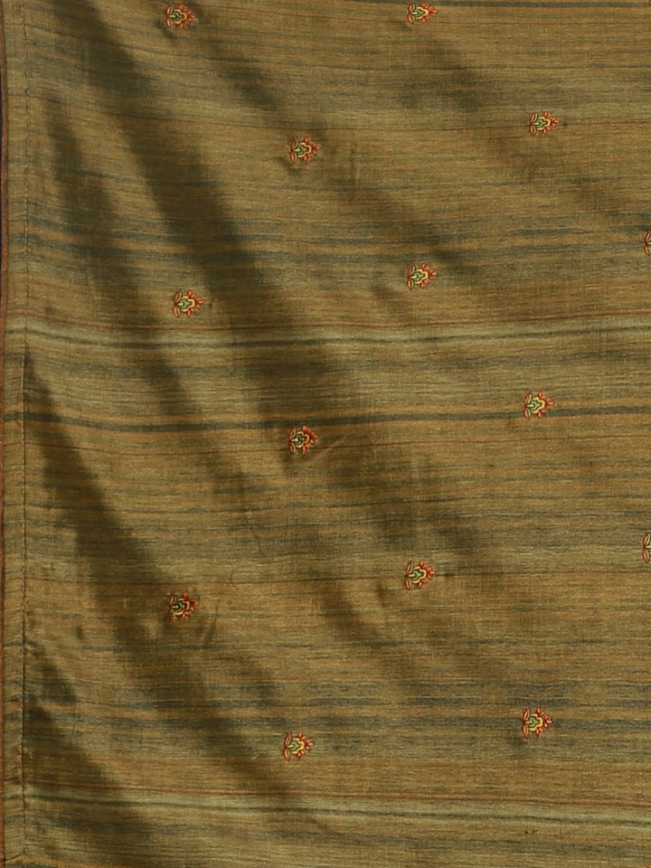 Neerus Brown georgette printed saree with blouse - detail view 3