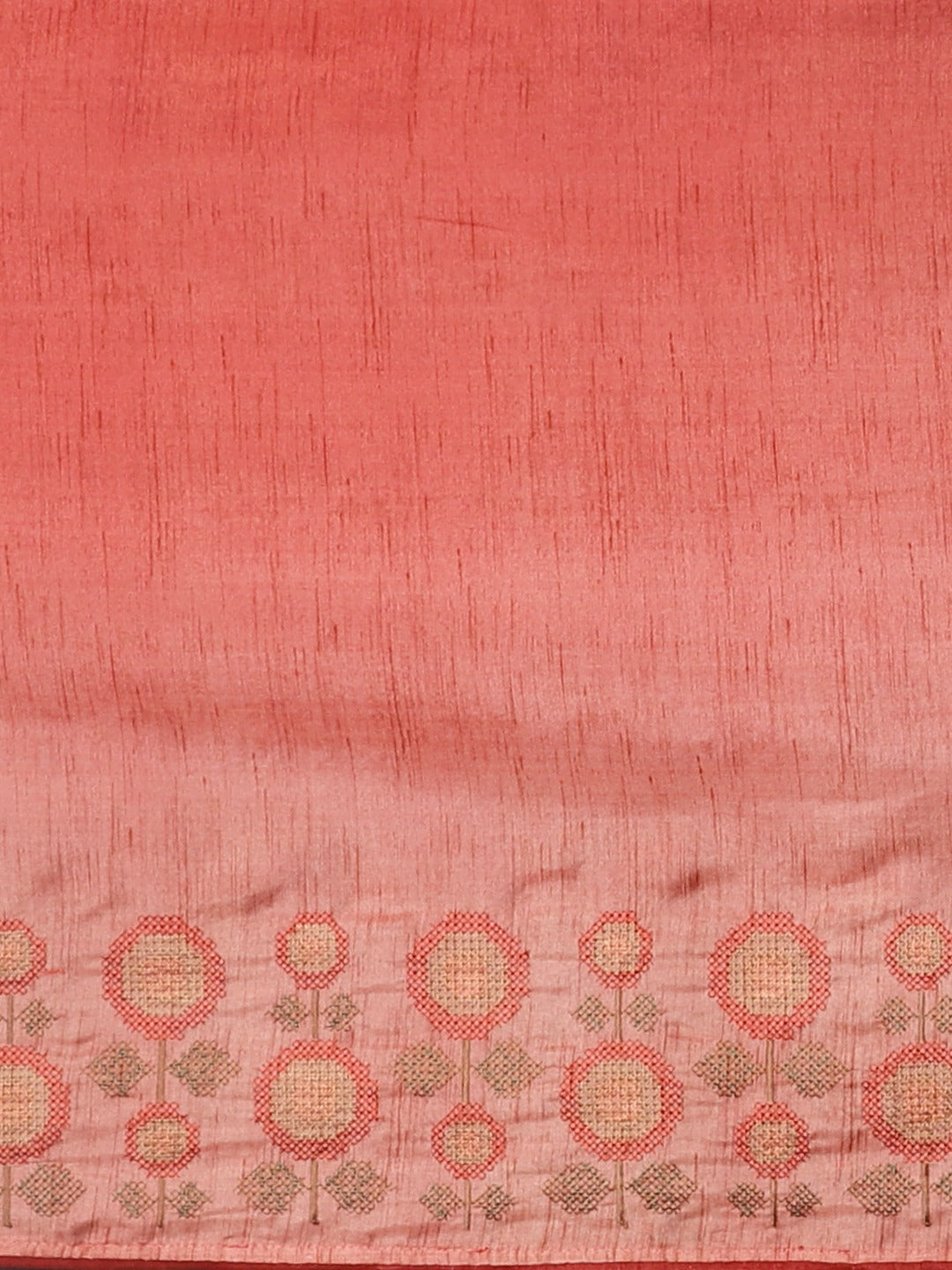 Neerus Peach Printed Saree With Blouse