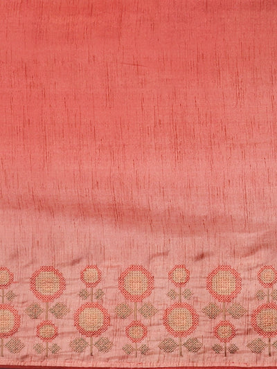 Neeru's Peach Printed Saree With Blouse