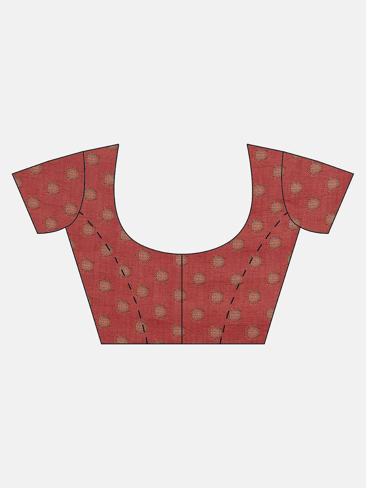 Neerus Peach Printed Saree With Blouse