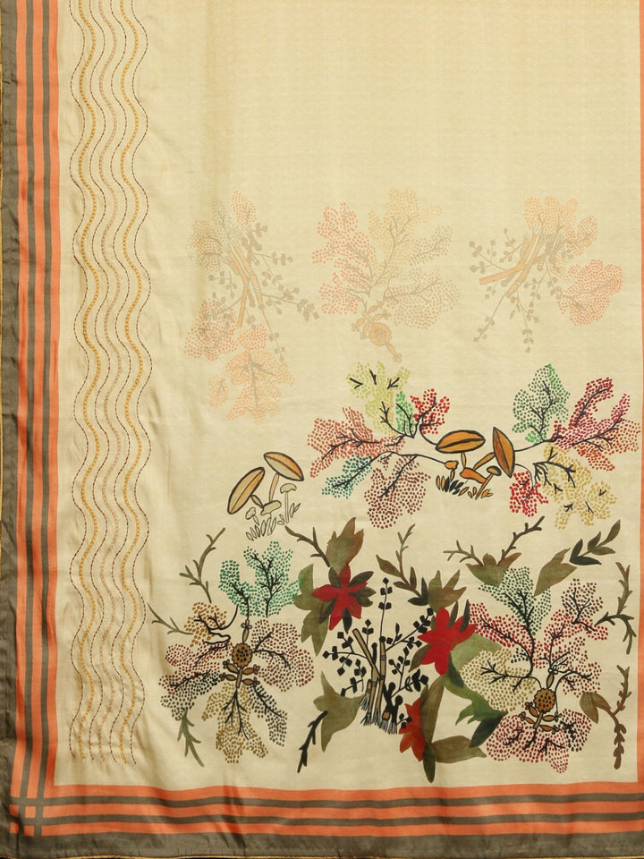 Neerus Yellow Printed Saree With Blouse