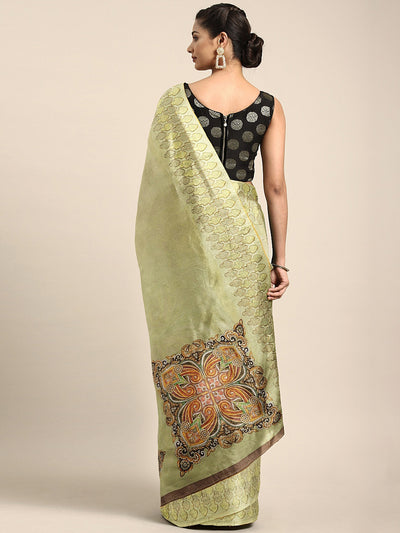 Neeru's Green Printed Saree With Blouse