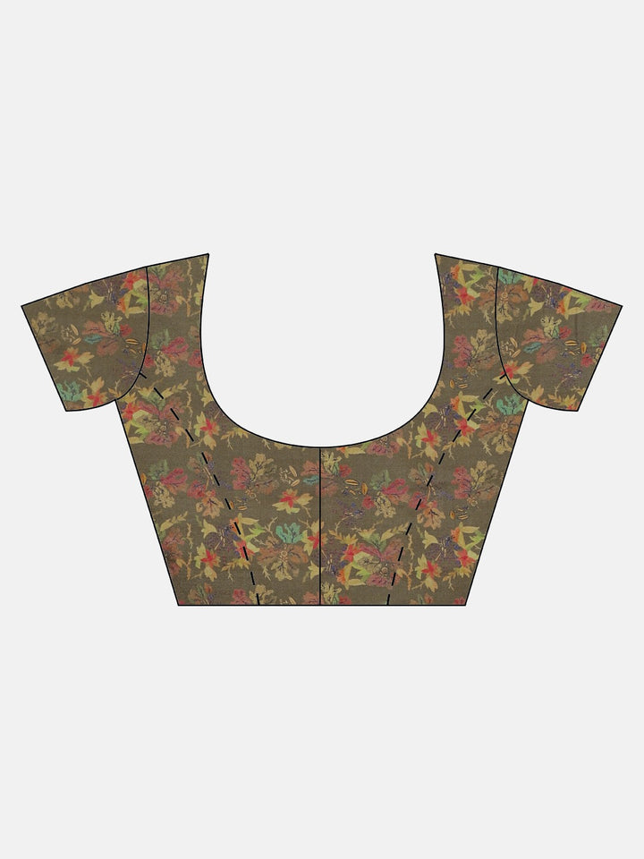 Neerus Green Printed Saree With Blouse