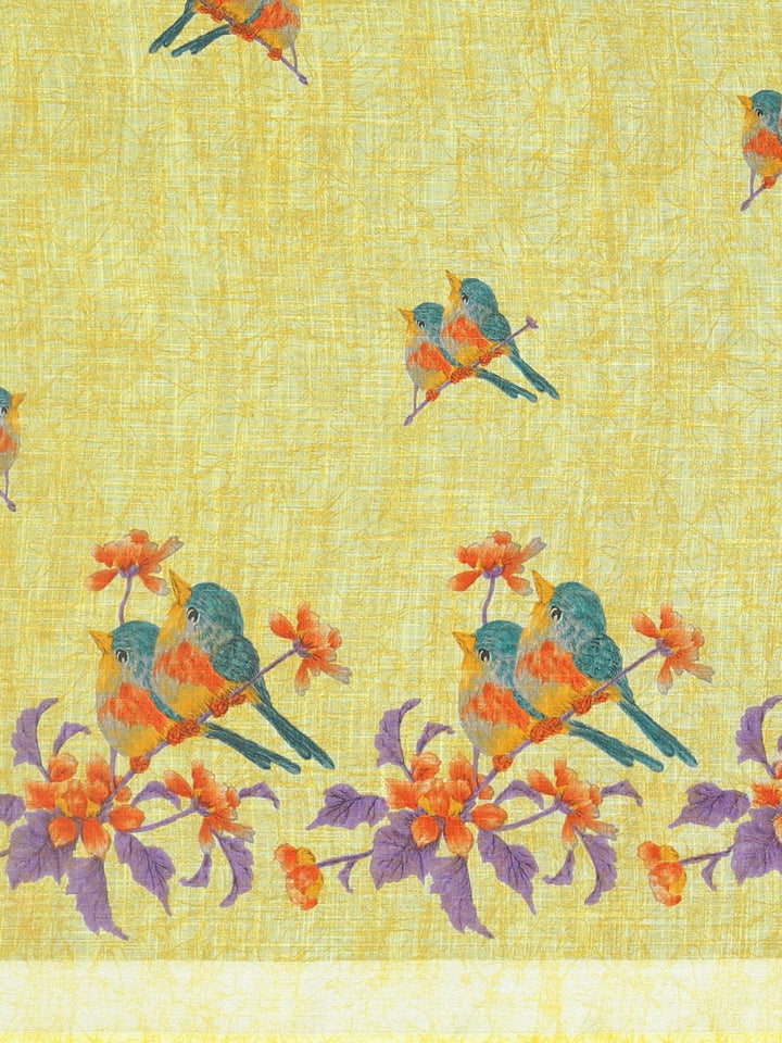 Neerus Green Printed Saree With Blouse