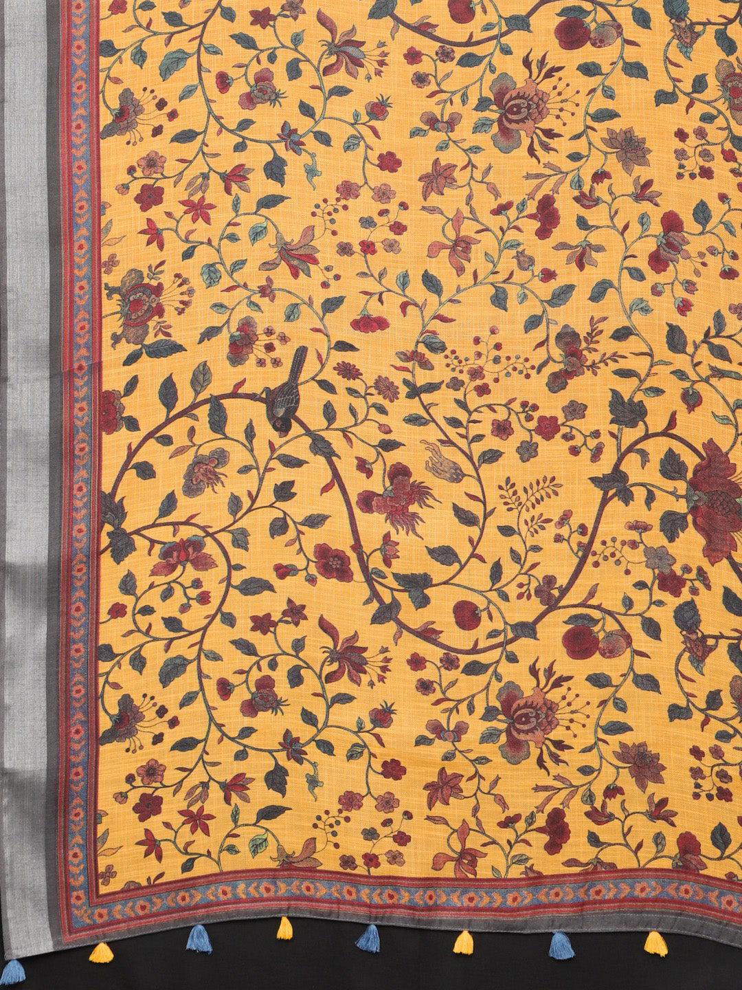 Neeru's Yellow Printed Saree With Blouse