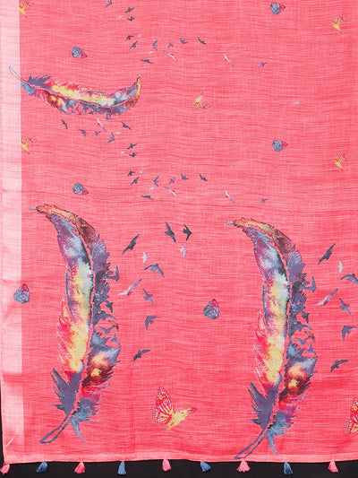 Neeru's Pink Printed Saree With Blouse