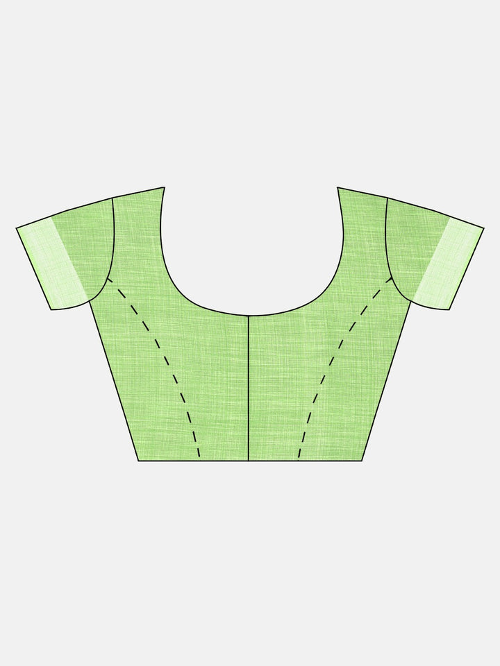 Neerus Green georgette printed saree with blouse piece - detail view 2