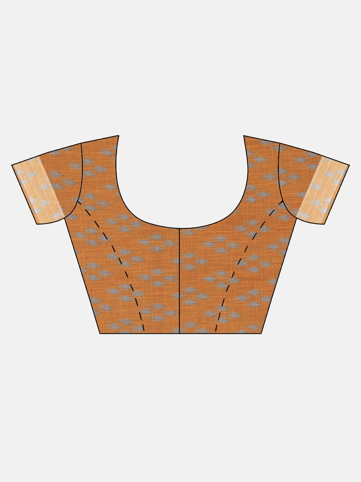 Neerus Orange Printed Saree With Blouse