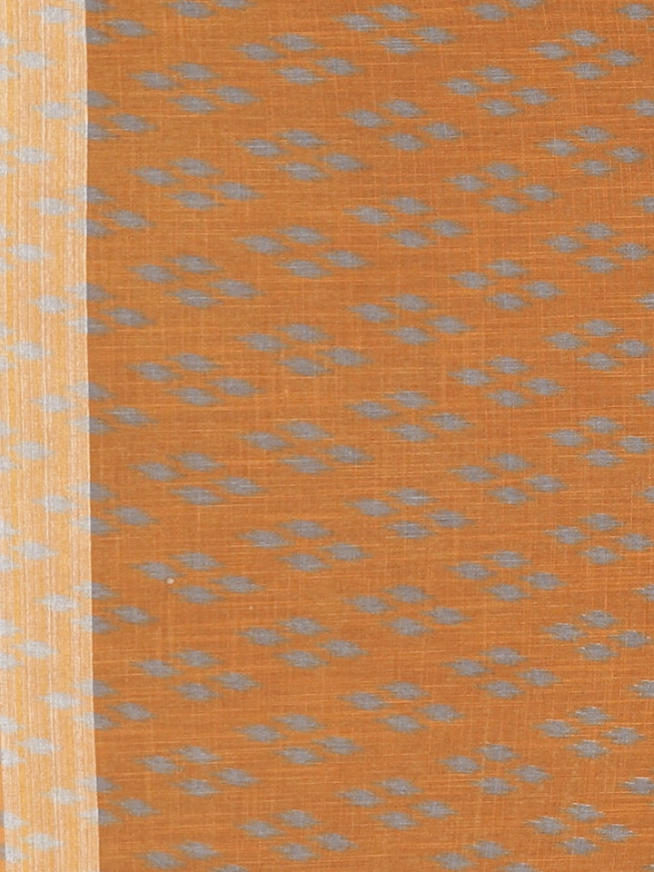 Neerus Orange Printed Saree With Blouse