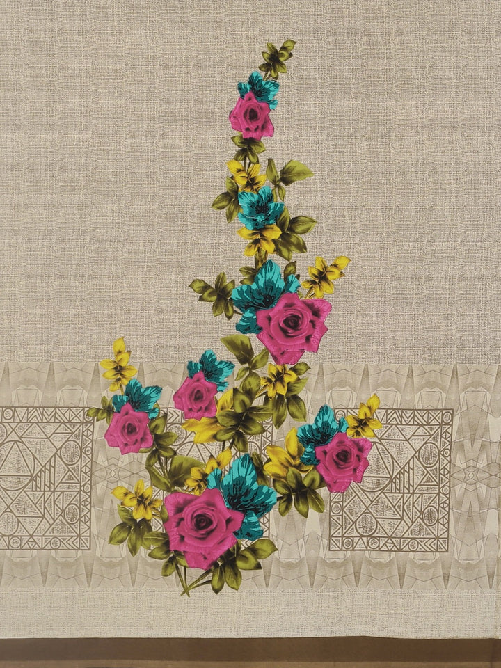 Neerus Ecru Printed Saree With Blouse