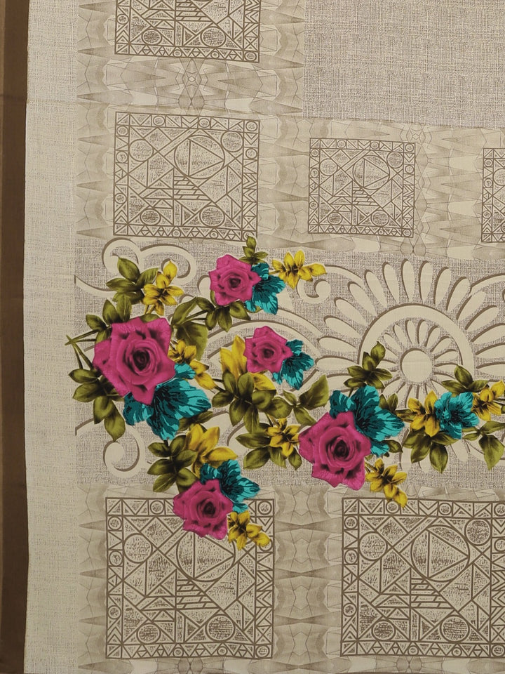 Neerus Ecru Printed Saree With Blouse