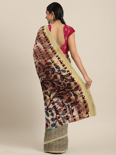Neeru's Multicolor Printed Saree With Blouse