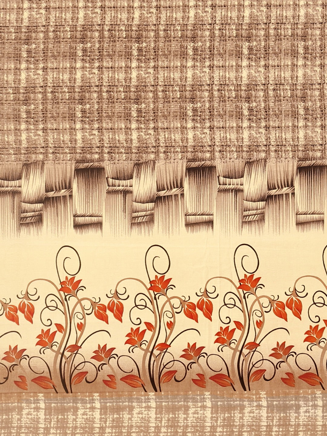 Neeru's Beige Printed Saree With Blouse