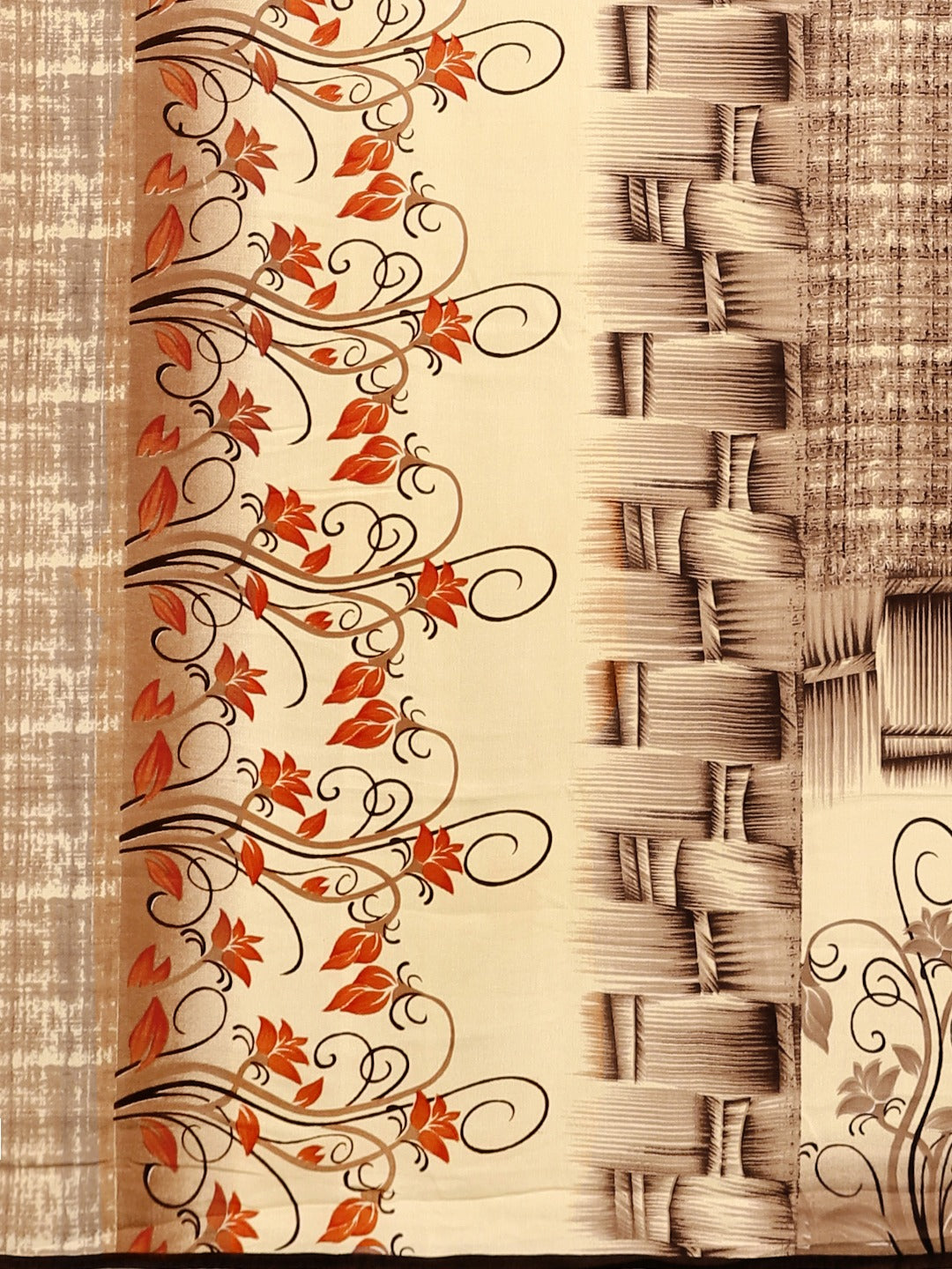 Neeru's Beige Printed Saree With Blouse