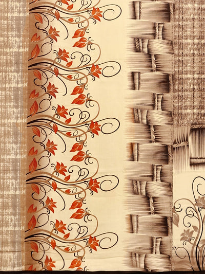 Neeru's Beige Printed Saree With Blouse