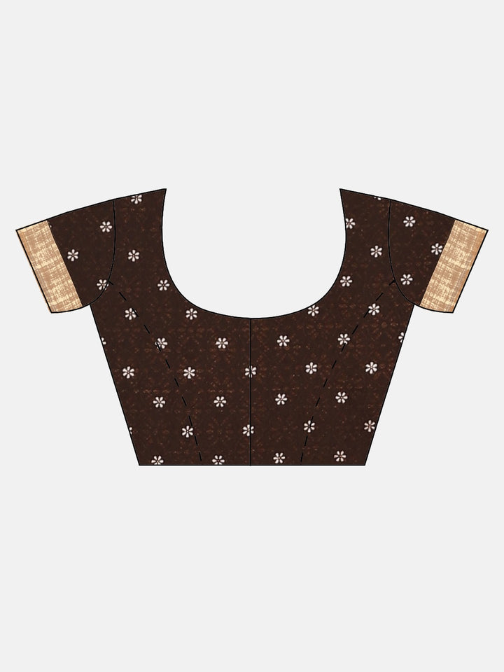 Neerus Beige Printed Saree With Blouse