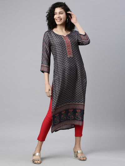 Neeru's Grey Color Silk Fabric Kurta
