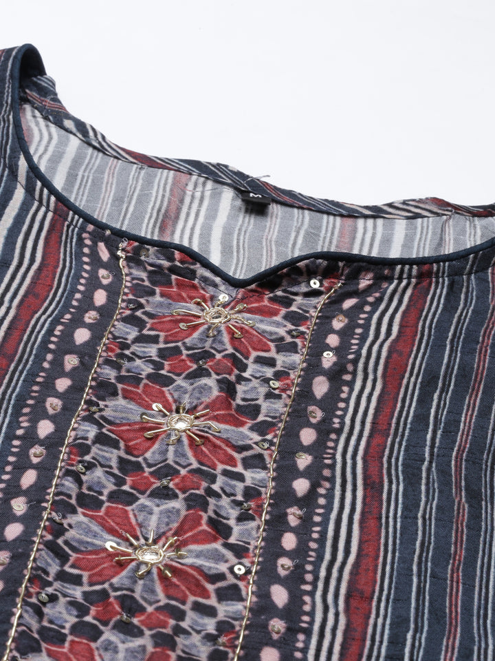 Neerus Grey Color Silk Fabric Kurta