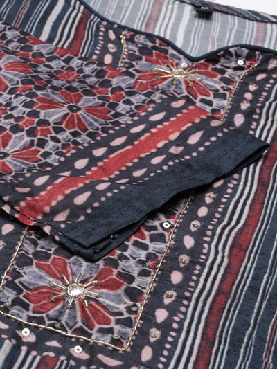 Neeru'S GREY color, SILK fabric Kurta